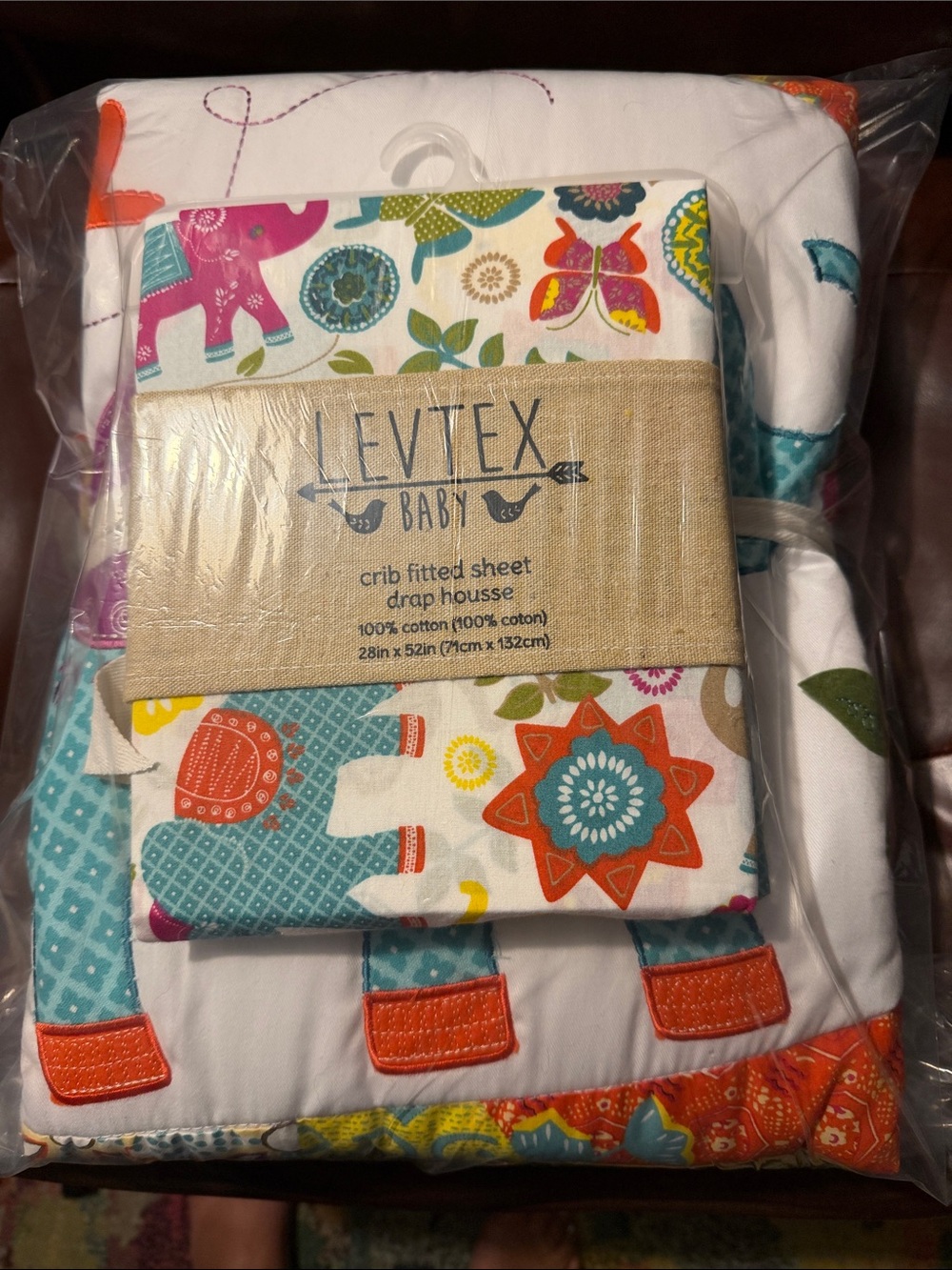 Elephant Boho Levtex Zahara 5 piece Crib Set plus 1 Bonus Crib Sheet
